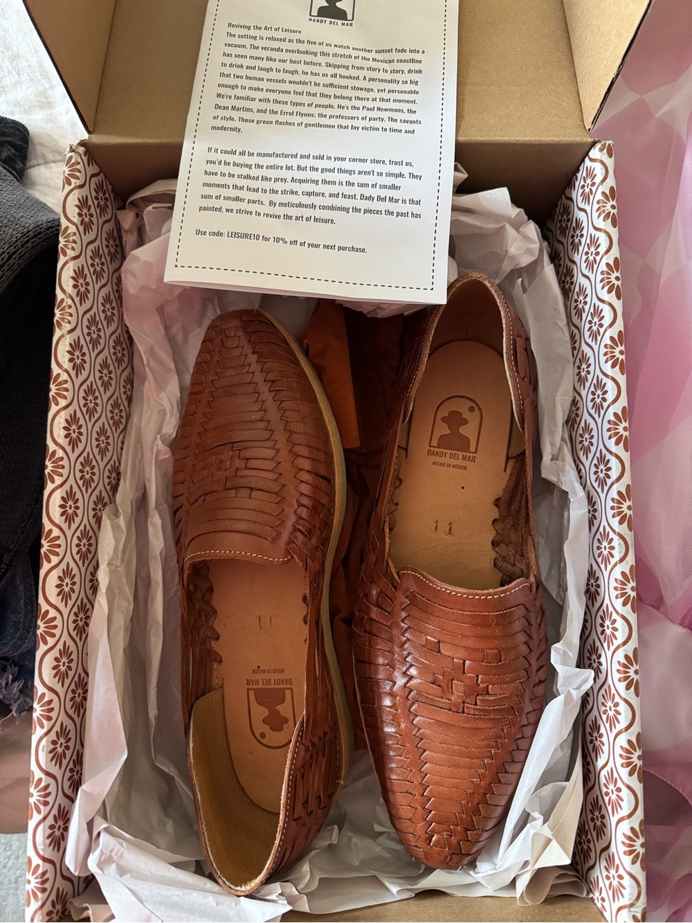 Dandy Del Mar Men’s Huaraches Tan Woven Leather Slip-On Loafers - Picture 2 of 6